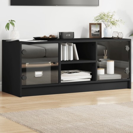 TV-Möbel mit schwarzen Glastüren 102x37x42 cm von , TV-Möbel - Ref: Foro24-836372, Preis: 65,67 €, Rabatt: %