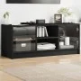 TV stand with black glass doors 102x37x42 cm by , TV Furniture - Ref: Foro24-836372, Price: 64,88 €, Discount: %