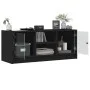 Mueble de TV con puertas de vidrio negro 102x37x42 cm de , Muebles TV - Ref: Foro24-836372, Precio: 64,88 €, Descuento: %