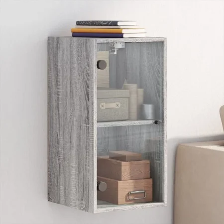 Mueble de pared puertas de vidrio gris Sonoma 35x37x68,5 cm by , Lockers and storage cabinets - Ref: Foro24-836481, Price: 45...