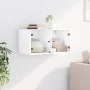 Wall-mounted furniture with white glass doors 68.5x37x35 cm by , Lockers and storage cabinets - Ref: Foro24-836497, Price: 49...