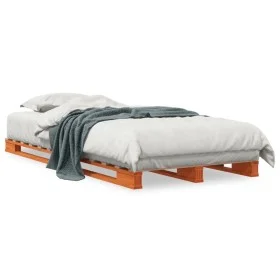 Massives Palettenbett aus wachsbraunem Kiefernholz, 90 x 200 cm von , Betten und Lattenroste - Ref: Foro24-844452, Preis: 99,...