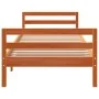 Wax brown solid pine wood bed frame 80x200 cm by , Beds and slatted bases - Ref: Foro24-844486, Price: 114,32 €, Discount: %