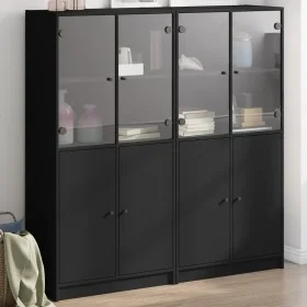 Regal mit Türen Holzwerkstoff schwarz 136x37x142 cm von , Bücherregale und Regale - Ref: Foro24-3206525, Preis: 254,97 €, Rab...
