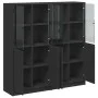 Regal mit Türen Holzwerkstoff schwarz 136x37x142 cm von , Bücherregale und Regale - Ref: Foro24-3206525, Preis: 254,92 €, Rab...