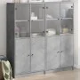 Shelf with gray engineered wood doors 136x37x142 cm by , Bookcases and shelves - Ref: Foro24-3206527, Price: 288,62 €, Discou...