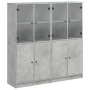 Shelf with gray engineered wood doors 136x37x142 cm by , Bookcases and shelves - Ref: Foro24-3206527, Price: 288,62 €, Discou...