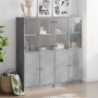 Regal mit Türen Holzwerkstoff grau 136x37x142 cm von , Bücherregale und Regale - Ref: Foro24-3206527, Preis: 293,96 €, Rabatt: %