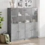 Shelf with gray engineered wood doors 136x37x142 cm by , Bookcases and shelves - Ref: Foro24-3206527, Price: 288,62 €, Discou...