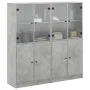 Shelf with gray engineered wood doors 136x37x142 cm by , Bookcases and shelves - Ref: Foro24-3206527, Price: 288,62 €, Discou...