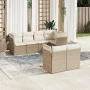 Set of 7-piece garden sofas and beige synthetic rattan cushions by , Garden sets - Ref: Foro24-3217898, Price: 522,02 €, Disc...