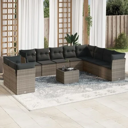 11-piece garden sofa set and gray synthetic rattan cushions by , Garden sets - Ref: Foro24-3217870, Price: 648,56 €, Discount: %