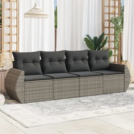 Garden sofa set 4 pieces with gray synthetic rattan cushions by , Garden sets - Ref: Foro24-3221079, Price: 271,34 €, Discoun...
