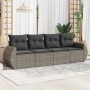 Garden sofa set 4 pieces with gray synthetic rattan cushions by , Garden sets - Ref: Foro24-3221079, Price: 266,38 €, Discoun...