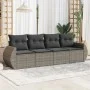 Garden sofa set 4 pieces with gray synthetic rattan cushions by , Garden sets - Ref: Foro24-3221079, Price: 271,34 €, Discoun...