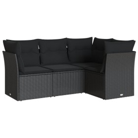 4-piece garden sofa set with black synthetic rattan cushions by , Garden sets - Ref: Foro24-3249414, Price: 309,34 €, Discoun...