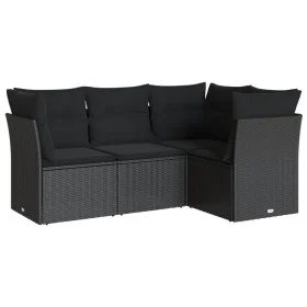 4-piece garden sofa set with black synthetic rattan cushions by , Garden sets - Ref: Foro24-3249414, Price: 291,14 €, Discoun...