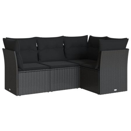 4-piece garden sofa set with black synthetic rattan cushions by , Garden sets - Ref: Foro24-3249414, Price: 306,89 €, Discoun...