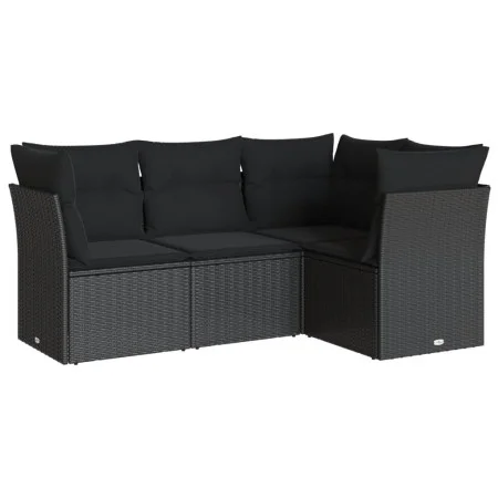 Set mit 4 Gartensofas mit Kissen Kunstrattan schwarz von , Gartensets - Ref: Foro24-3249414, Preis: 291,14 €, Rabatt: %