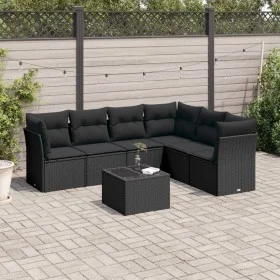 7-piece garden dining set and black synthetic rattan cushions by , Garden sets - Ref: Foro24-3249524, Price: 435,42 €, Discou...