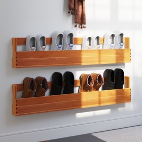 Wand-Schuhregale 2-tlg. Zirbenholz braun 110x8,5x23,5 cm von , Regale und Regale - Ref: Foro24-844490, Preis: 57,03 €, Rabatt: %