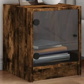 Nachttisch mit Glastür aus geräucherter Eiche 35x37x42 cm von , Nachttische - Ref: Foro24-836351, Preis: 33,25 €, Rabatt: %