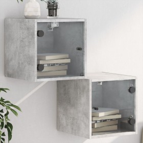 Nachttische mit Glastüren 2 Stk. Betongrau 35x37x35 cm von , Nachttische - Ref: Foro24-836469, Preis: 44,30 €, Rabatt: %