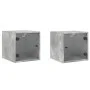 Mesitas noche puertas de vidrio 2 uds gris hormigón 35x37x35 cm de , Mesitas de noche - Ref: Foro24-836469, Precio: 37,24 €, ...