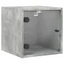 Mesitas noche puertas de vidrio 2 uds gris hormigón 35x37x35 cm de , Mesitas de noche - Ref: Foro24-836469, Precio: 37,24 €, ...