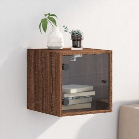 Nachttisch mit Glastür aus brauner Eiche 35x37x35 cm von , Nachttische - Ref: Foro24-836474, Preis: 34,33 €, Rabatt: %