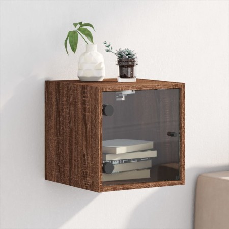 Nachttisch mit Glastür aus brauner Eiche 35x37x35 cm von , Nachttische - Ref: Foro24-836474, Preis: 34,33 €, Rabatt: %