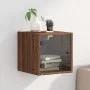 Bedside table with brown oak glass door 35x37x35 cm by , Nightstands - Ref: Foro24-836474, Price: 33,87 €, Discount: %