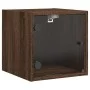 Bedside table with brown oak glass door 35x37x35 cm by , Nightstands - Ref: Foro24-836474, Price: 33,87 €, Discount: %