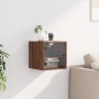 Mesita de noche con puerta de vidrio roble marrón 35x37x35 cm de , Mesitas de noche - Ref: Foro24-836474, Precio: 35,37 €