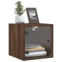 Bedside table with brown oak glass door 35x37x35 cm by , Nightstands - Ref: Foro24-836474, Price: 33,87 €, Discount: %