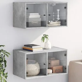 Wandmöbel mit 2 Glasfronttüren in Betongrau, 68,5x37x35 cm. von , Schließfächer und Lagerschränke - Ref: Foro24-836504, Preis...
