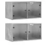 Mueble pared puertas vidrio 2 uds gris hormigón 68,5x37x35 cm by , Lockers and storage cabinets - Ref: Foro24-836504, Price: ...