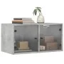 Mueble pared puertas vidrio 2 uds gris hormigón 68,5x37x35 cm by , Lockers and storage cabinets - Ref: Foro24-836504, Price: ...