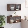 Wall-mounted furniture with 2 brown oak glass doors, 68.5x37x35 cm. by , Lockers and storage cabinets - Ref: Foro24-836510, P...