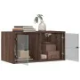 Wall-mounted furniture with 2 brown oak glass doors, 68.5x37x35 cm. by , Lockers and storage cabinets - Ref: Foro24-836510, P...