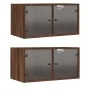 Wandmöbel Glastüren 2 Stk. braune Eiche 68,5x37x35 cm von , Schließfächer und Lagerschränke - Ref: Foro24-836510, Preis: 79,6...