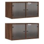 Wandmöbel Glastüren 2 Stk. braune Eiche 68,5x37x35 cm von , Schließfächer und Lagerschränke - Ref: Foro24-836510, Preis: 80,6...