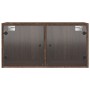 Wall-mounted furniture with 2 brown oak glass doors, 68.5x37x35 cm. by , Lockers and storage cabinets - Ref: Foro24-836510, P...