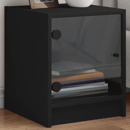 Nachttisch mit schwarzer Glastür 35x37x42 cm von , Nachttische - Ref: Foro24-836345, Preis: 33,13 €, Rabatt: %