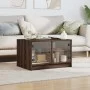 Mesa de centro con puertas de vidrio marrón roble 68x50x42 cm de , Mesas de centro - Ref: Foro24-836370, Precio: 45,16 €, Des...