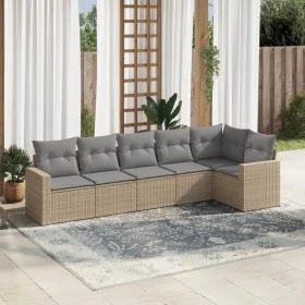 Gartensofa-Set mit 6-teiligen Kissen aus synthetischem Rattan in Beige. von , Gartensets - Ref: Foro24-3218979, Preis: 385,57...