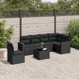 Set de comedor de jardín 7 pzas y cojines ratán sintético negro by , Garden sets - Ref: Foro24-3219025, Price: 460,03 €, Disc...