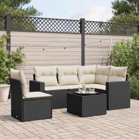 Set de sofás de jardín 6 piezas y cojines ratán sintético negro by , Modular outdoor sofas - Ref: Foro24-3251313, Price: 377,...