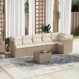 Gartensofagarnitur 7-teilig mit Kissen aus synthetischem Rattan in Beige. von , Gartensets - Ref: Foro24-3217668, Preis: 459,...