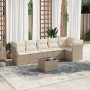 Set sofás de jardín 7 piezas y cojines ratán sintético beige by , Garden sets - Ref: Foro24-3217668, Price: 449,13 €, Discoun...